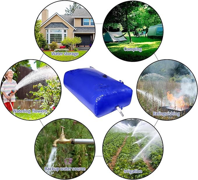 4000 L/1000 gal Water Bladder Storage Containers, Foldable Portable Water Tank Large Capacity Soft Water Bag, Drought Resistance, Fire Prevention, Emergency Water