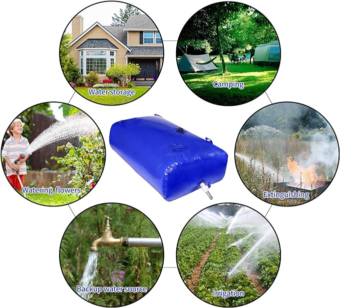 400 L/100 gal Water Bladder Storage Containers, Foldable Portable Water Tank Large Capacity Soft Water Bag, Drought Resistance, Fire Prevention, Emergency Water