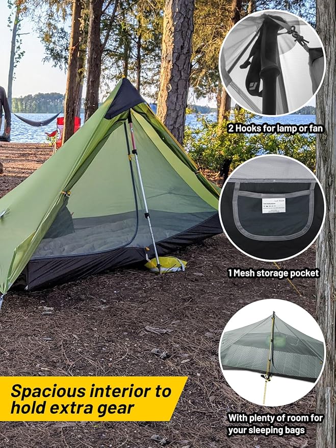 LANSHAN Ultralight Tent 3-Season Backpacking Tent for 1-Person or 2-Person Camping, Trekking, Kayaking, Climbing, Hiking