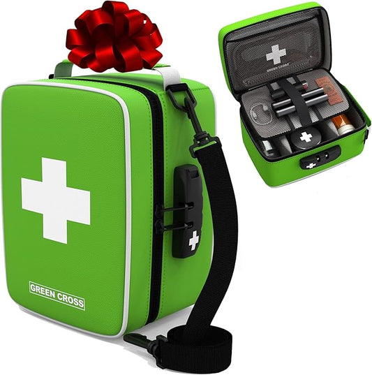 GREEN CROSS Smell Proof Bag Stash Box Medicine Bag Stash Bag 9x6x5 (Green Nylon)