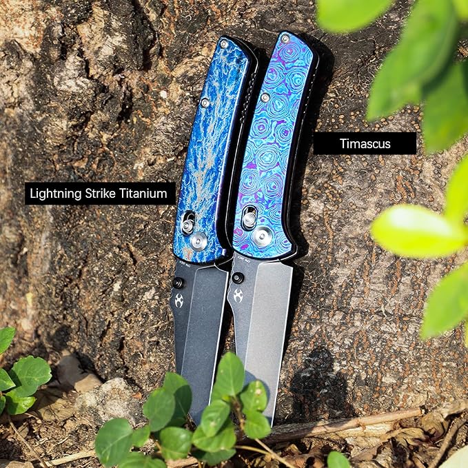 KANSEPT Premium Mian Street Folding Pocket Knife 7.92in Folding Pocket Knives with 3.36in Black Stonewashed 20CV Material and Timascus Handle for Outdoor, Tactical, Survival K1015M1