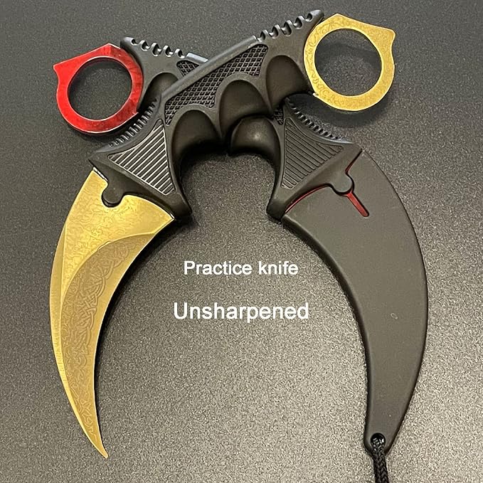Karambit Knife Trainer No Offensive Karambit Trainer Stainless Steel Practice Training Knife Karambit Knife with Sheath for Beginner 100% Safe Practice Knives Trainer Tool (Legend)
