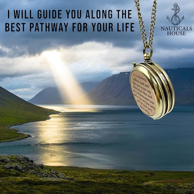 Bible Verse Brass Compass – “Trust in The Lord with All Your Heart” (Proverbs 3:5-6) | Religious Gifts for Men, Women, Boys, Girls, Teens | Daily Encouragement, Easter, Baptism, Faith-Based Keepsake