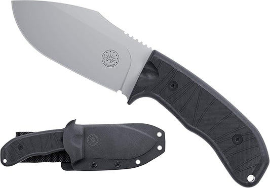 Off-Grid Knives - Alpha-Dog Heavy Duty Fixed Blade Knife, 5mm Thick Cryogenic D2 Blade Steel, Full Tang, G10 Scales, XL Handle