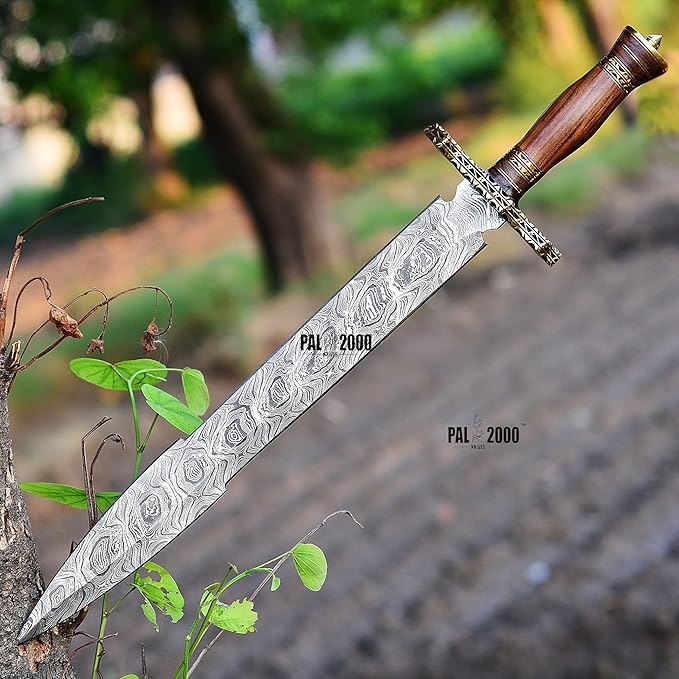SW-3018 Custom Handmade Damascus Viking Hunting Dagger Sword with Sheath