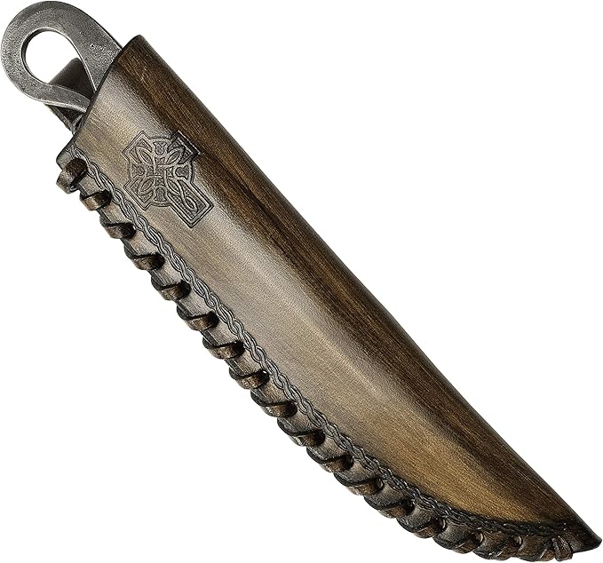 Toferner Hand Forged Knife Volute with Sheath, Vintage Knife for Antique Collection, Genuine Leather Case, Hardened Blade, Hand Made Craft, Gift Idea for Men (Brown)