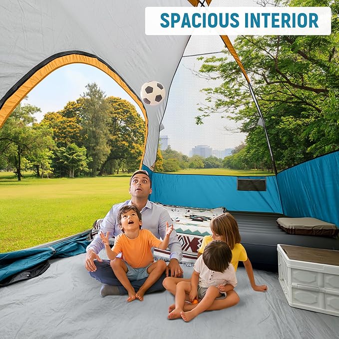 CAMPROS CP Tents for Camping 6 Person Waterproof Windproof Double Layer Family Camping Tent, Easy Setup Dome Tent with Large Mesh Windows & Wider Door for Outdoor Camping & Hiking