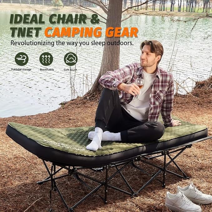 CYMULA Camping Mattress 4 Ultra-Thick Self Inflating Sleeping Pad with Pump Sack with Memory Foam Sleeping Mat for Camping 4-Season,Travel,Car,Tent,Home (79"x28"x4" Single)