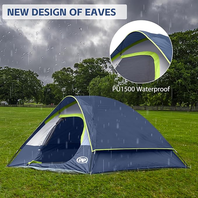 Camping Tent 4 Person, Waterproof Windproof Tent with Rainfly Easy Set up-Portable Dome Tents for Camping