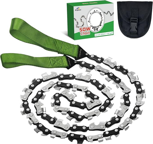 Pocket Chainsaw 36 Inch with Nylon Handle, 48 Sharp Teeth Pocket Chainsaw- 65Mn Heavy Duty Steel Hand Chain Saw, Folding Chainsaw for Survival & Hiking