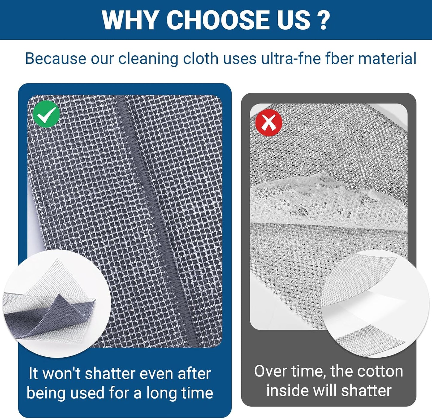 10 Pcs New Upgrade 3-Layer Non Scratch Wire Dishcloth,Wire Dishwashing Rag, Non-Scratch Wire Dishwashing Rags for Wet and Dry, Kitchen Cleaning Dish Rags for Cookware,Sinks, Dishes,Stove