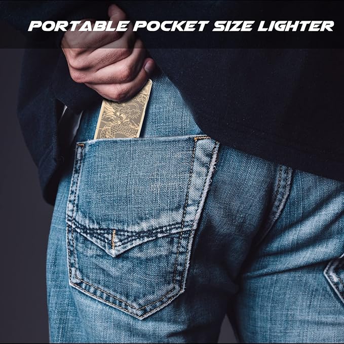 LcFun Electric USB Rechargeable Lighter, Windproof Plasma Dual Arc Lighter, Electronic Flameless Cool Lighters Gifts for Men Fathers Husband (Gold Dragon)