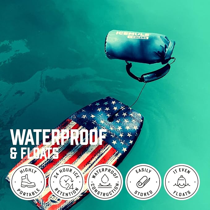 ICEMULE Classic Collapsible Sling Strap Cooler Hands Free, 100% Waterproof, Floats, 24+ Hours Cooling, Soft Sided Cooler for the Beach, Concerts, Traveling, RV-ing, Hiking, Kayaking, Camping & Fishing