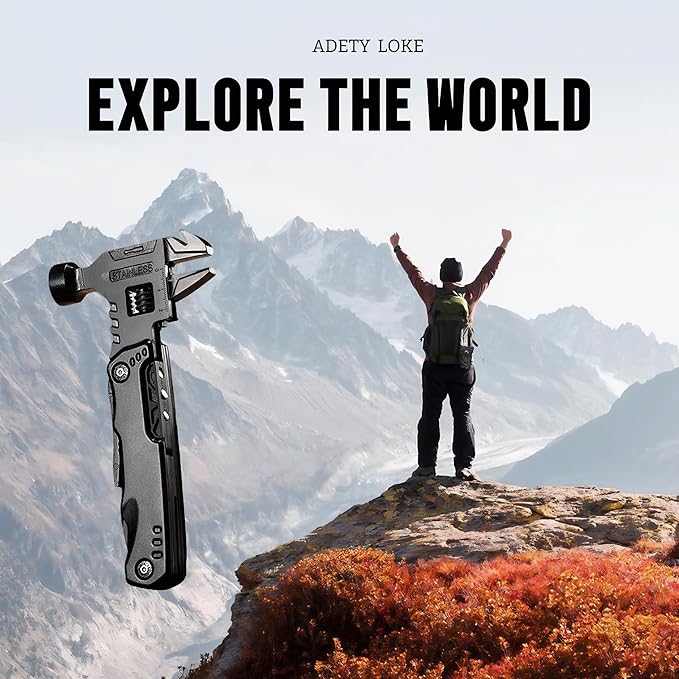 Multitool Pocket Knife, Multitool Knife Hammer and Wrench Pliers Saw Bottle Can Opener Screwdriver, Multitool for Camping Hiking Survival, Gifts for Men Him Dad