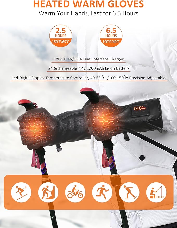 Heated Glove Liners, Rechargeable Electric Battery Operated Heated Gloves for Men Women Thin Hand Warmers for Work Skiing Hunting Fishing Arthritis