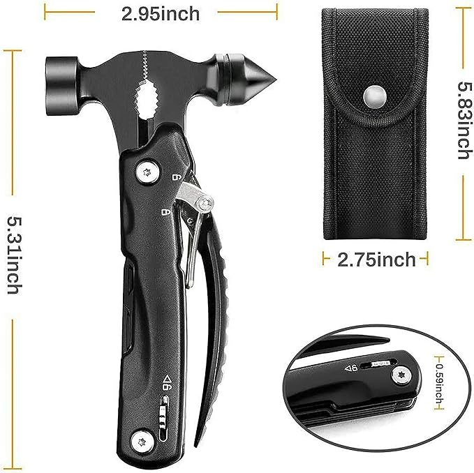 Multi Tool For Men,Tool Kit,Window Breaker Seatbelt Cutter,Multitool Knife,Car Safety Hammer,Cool Birthday Gift Idea For Men Adult Son,Car Escape Tool,Multifunctional Pliers,Travel Emergency Kit