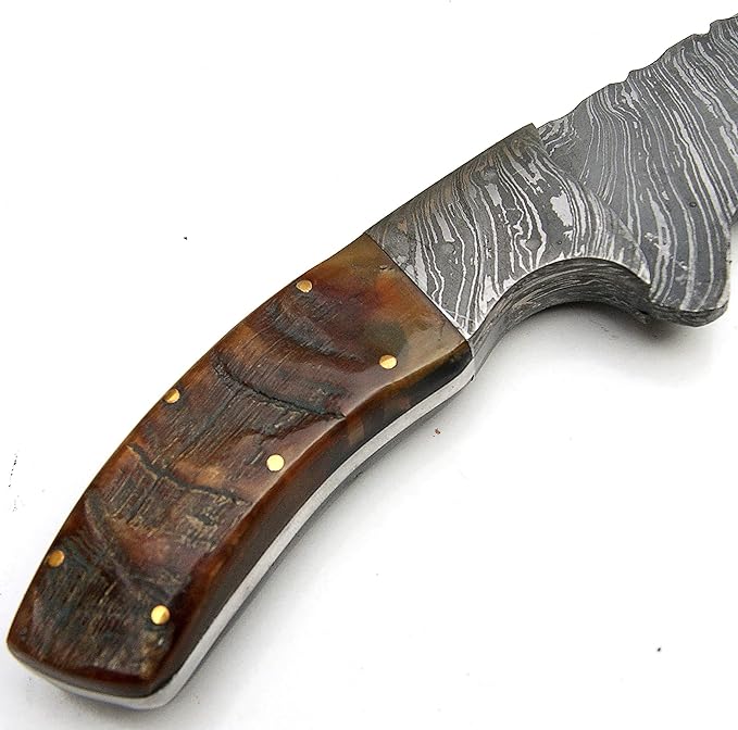 PAL 2000 KNIVES HK-9295 Handmade Damascus Steel 13 Inches Hunting Knife Ram Horn Handle with Sheath