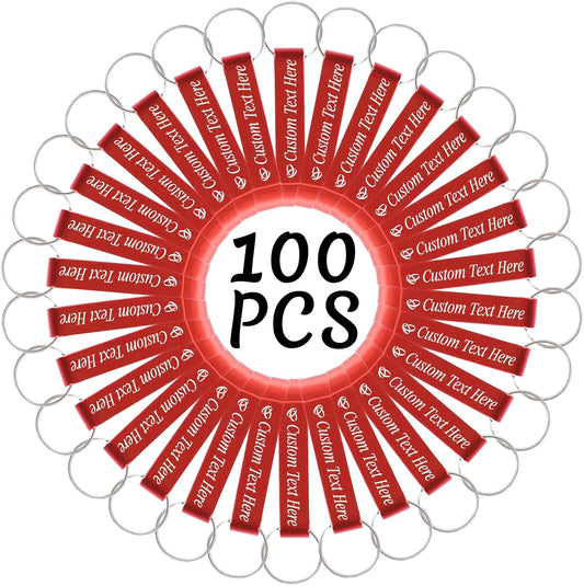 100PCS Personalized Bottle Opener Keychain Bulk Custom Beer Bottle Opener with Logo Text Engraved Wedding Bottle Opener Favors Customized Gifts for Guests Baby Shower Birthday Party-Red