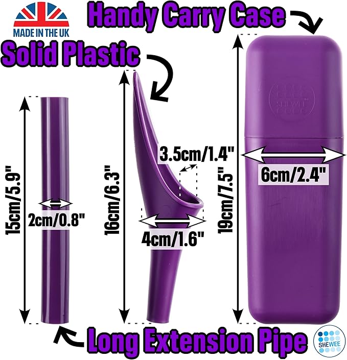 SHEWEE Extreme Female Urinal – UK Made Reusable Pee Funnel, Travel Essential Camping Accessories Festival Essential, Stand to Pee Female Urination Device