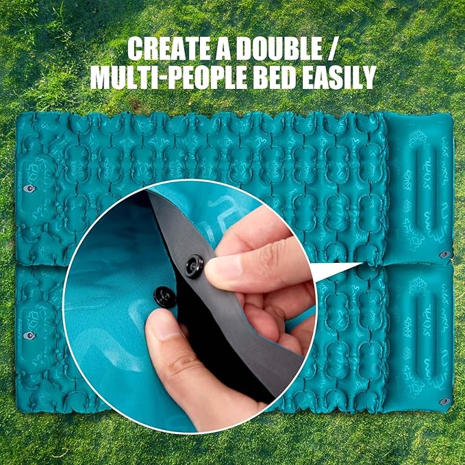 AKSOUL Self-Inflating Sleeping Pad Backpacking for Camping: Wide Inflatable Air Mattress Compact & Ultralight Sleep Mat, Lightweight Pads with Built-in Foot Pump, for Backpack Camp Hiking Traveling