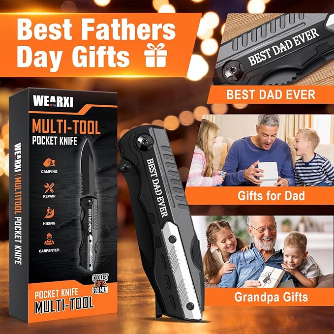 WEARXI Gifts for Dad, Stocking Stuffers Gifts for Men, Multitool Pocket Knife Dad Gifts, Gifts for Men Who Have Everything, Birthday Gifts for Men, Mens Gifts for Christmas (Dad Gifts Special Version)