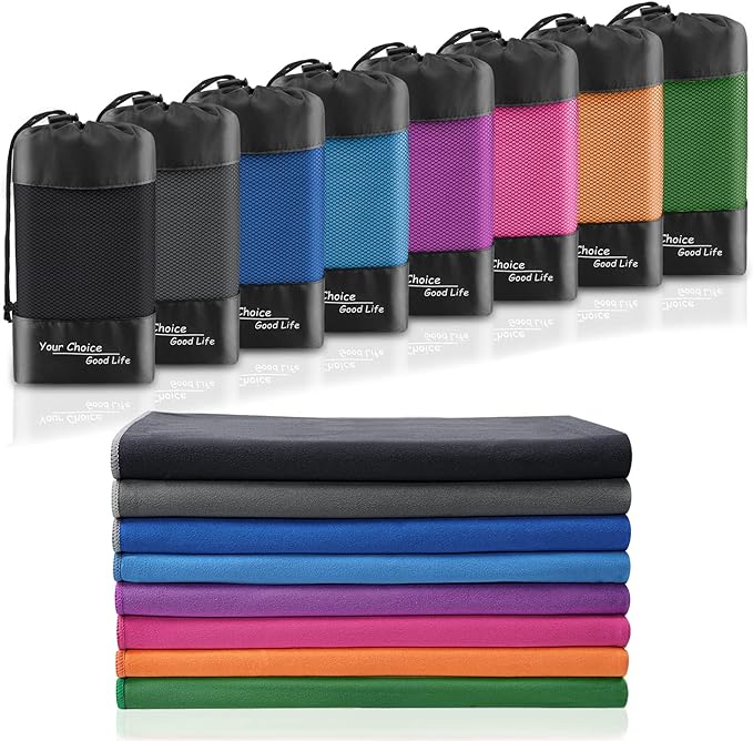 Your Choice Microfiber Travel Towel, Fast Drying Towel for Camping, Travel, Beach, Gym, Backpacking, Sports and Swimming. Sweat Absorbent, Lightweight and Ultra Compact