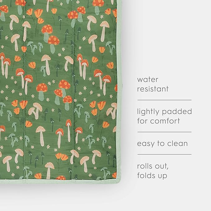 Little Unicorn Outdoor Family Picnic & Beach Blanket, Water-Resistant, Compact Fold, XL Size, 5 x 10 feet, (Woodland Mushrooms)