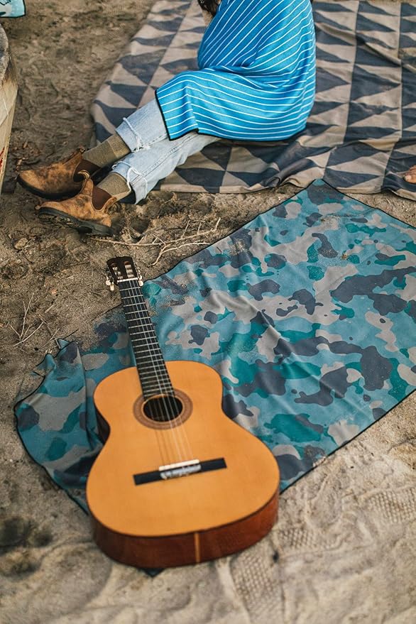 Nomadix Festival Blanket - Perfect for Picnics, Camping, & Lawn Seating - Plush Top & Water Resistant Base - Made with Post Consumer Recycled Materials - Stripes Retro - 60x70