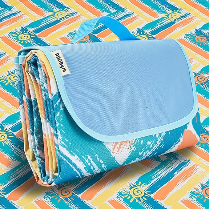 Picnic Blanket Waterproof Washable Foldable 58''x79'',Extra Large Picnic Mat, Dual Layers for Outdoor Water-Resistant Handy Mat, Beach, Intdoor,Camping on Grass - Sunny Holidays