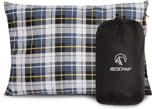 REDCAMP Outdoor Camping Pillow Lightweight, Flannel Travel Pillow Cases, Removable Pillow Cover