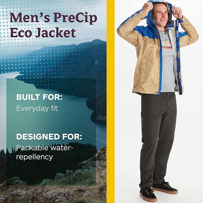 MARMOT Men's Precip Eco Waterproof Rain Jacket - 100% Recycled, Breathable, Lightweight, Packable Raincoat