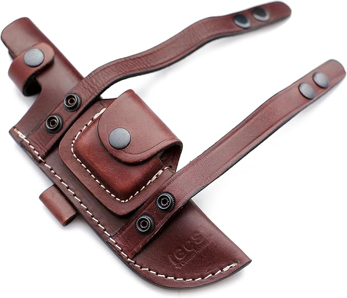 GCS Handmade Brown Leather Sheath Right from Front Vertical - Left from Back Horizontal Knife - GCS 223