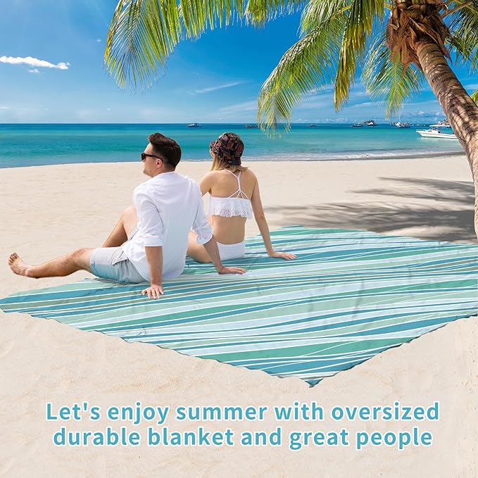 BYDOLL Beach Blanket Sandproof Waterproof 78''×81'' 1-4 Adults Compact Lightweight Oversized Beach Blanket Large Picnic Mat Beach Blanket for Travel Camping Hiking Picnic