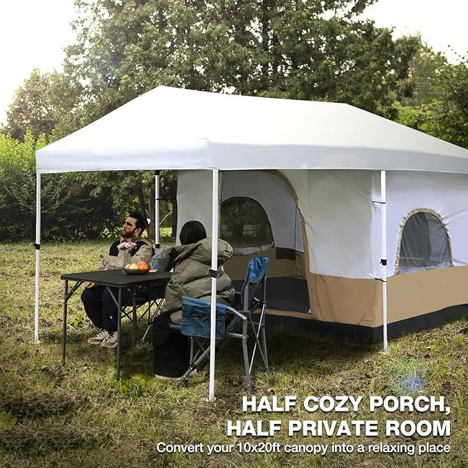 REDCAMP Canopy Camping Tent for Pop Up Canopy Tent, Inner Tent Converts Straight Leg 10'x10' or 10'x20' Canopy into Camping Tent, Fits 4-6 Person(Frame/Shelter NOT Included)