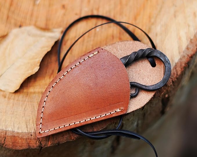 Handmade Viking knife - Hand Forged Celtic Pocket Knife - Hardened Blade Vintage Art Collection - Carbon Steel Necklace Knife with Sheath