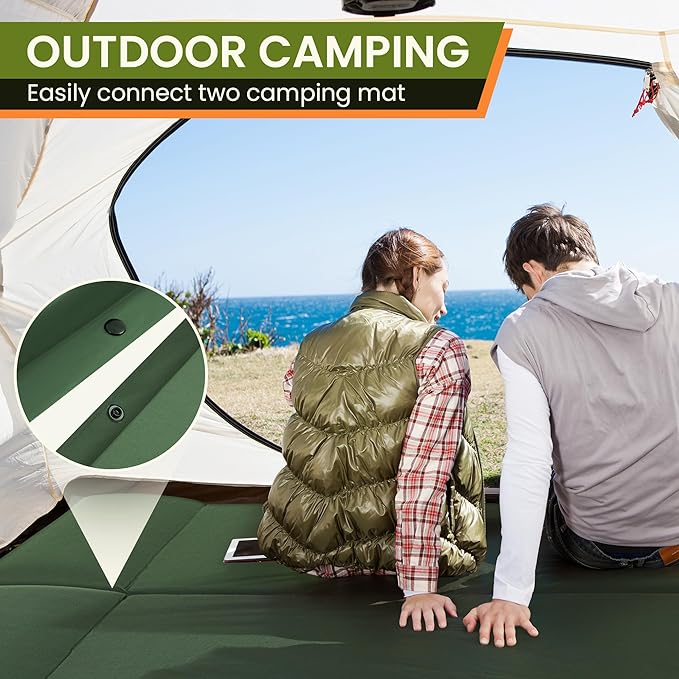 ropoda Self Inflating Sleeping Pad - Fast-Rebound, 3" Thick Elastic Foam Sleeping Pad,Camping Mat with Pillow, Storage Bag, 4-Season Camping Mattress Pad for Camping, Cars, Expandable Sleeping Pad…