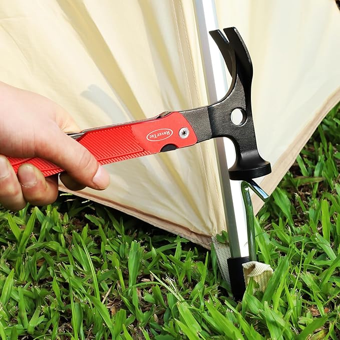 RoverTac 13-in-1 Multi Tool Gifts for Men Dad Camping Essentials Survival Gear Garden Multitool Hammer Knife Saw Tent Stake Puller Digging Tool Bottle Opener Whistle Fire Starter Mens Gifts