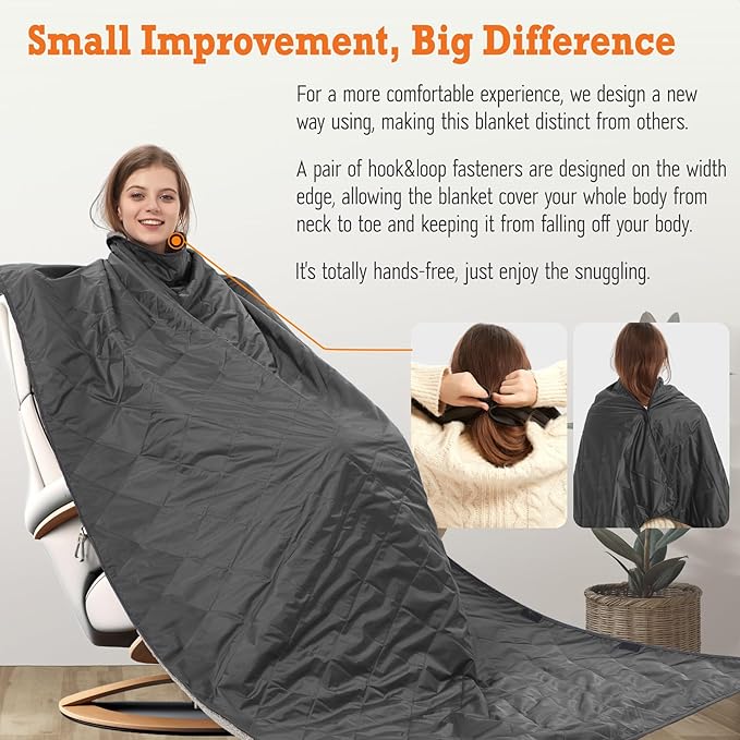 Outdoor/Indoor Sherpa Blanket, Oversized Waterproof Stadium Blanket for Cold Weather. Warm, Soft, Portable, Great for Stadium, Sports Events, Camping, Indoor - 82x56in., Dark Gray