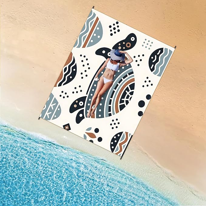 Large Beach Blanket Waterproof Sandproof 108"x 82" for 1-6 Adults,Quick Drying Beach Mat,Lightweight & Durable,Beach Essentials for Family Beach Camping Travel Picnic