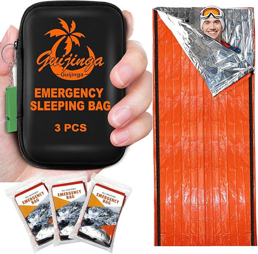 Emergency Sleeping Bags for Survival Sleeping Bag 3 Pack, Survival Bivy Sack, Emergency Thermal Sleeping Bag, Portable Emergency Blankets Survival Bag, Suitable for Outdoor Survival, Camping