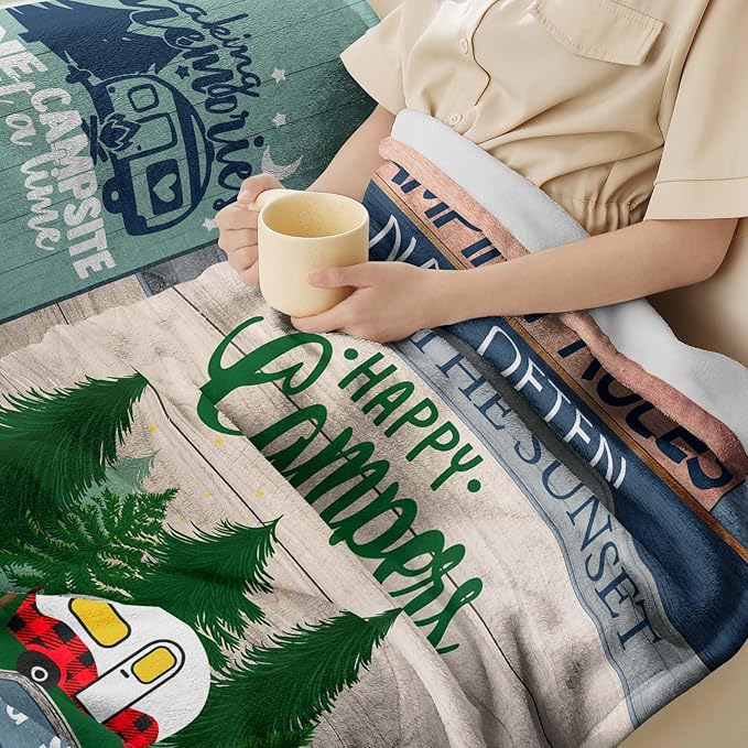 Camping Blanket, Camping Gifts, Best Gifts for Rv Owners, Camping Gifts for Women,Men, Kids, Rv Gifts, Gifts for Camping Lovers,Camping Essentials, Camping Accessories, Camping Throw Blanket 60inx50in