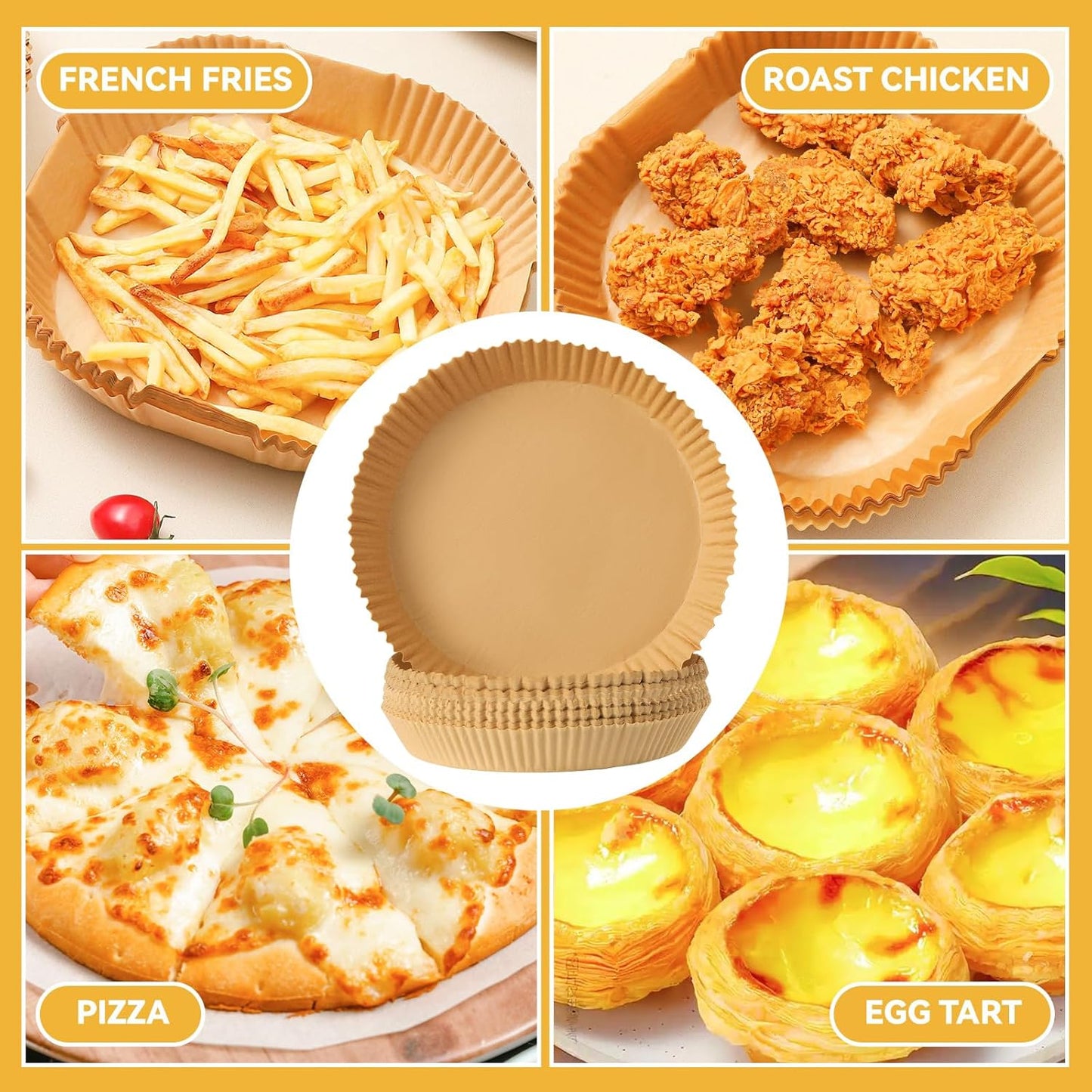 125Pcs 6.5 inch Round Disposable Air Fryer Parchment Liners-Non-Stick Parchment Sheets for Air Fryer Basket Microwave – Oil-proof, Water-proof, Effortless Cleanup for Baking