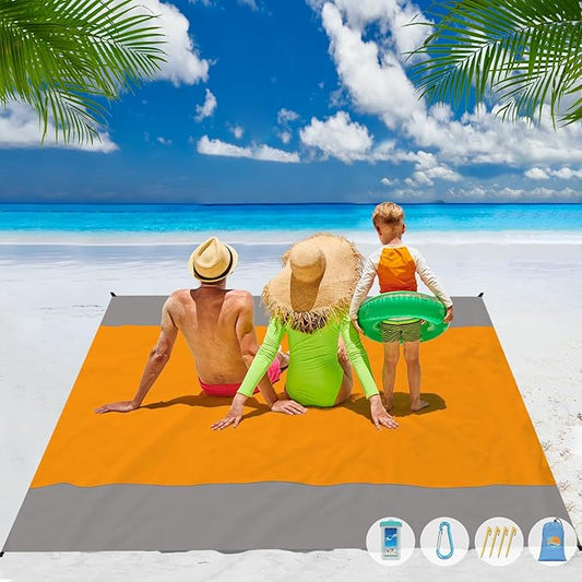 Beach Blanket Waterproof Sandproof 1-8 Adult Oversized 9'×10' Lightweight Durable Compact Sand Free Beach Mat for Travel Camping Hiking Picnic Blanket