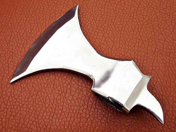 White SPIKER Battle Custom Hand Made HIGH Carbon Steel Tomahawk Viking Axe Head with Leather Sheath