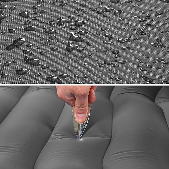 ropoda Upgraded Extra Thickness 6'' Inflatable Sleeping Pad with Pillow, Built-in Foot Pump, 77''*27'' Camping Pad with Carry Bag, Ultralight & Compact Camping Mat Pad for Hiking, Grey