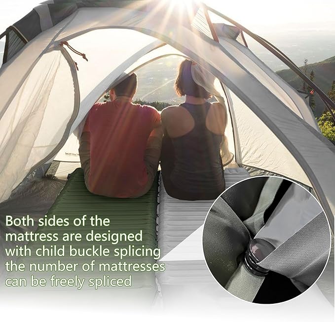 ONTYZZ Inflatable Sleeping Pad Ultralight Inflatable Sleeping Pad Camping Sleeping Pads with Pillow and Built-in Foot Pump for Hiking Traveling Camping, Grey