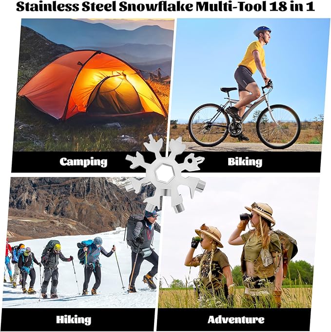 9 Packs Snowflake Multi Tool, 18 in 1 Snowflake Tool Stainless Steel Snowflake Handy Tool with Gifts Box for Men Christmas Gifts