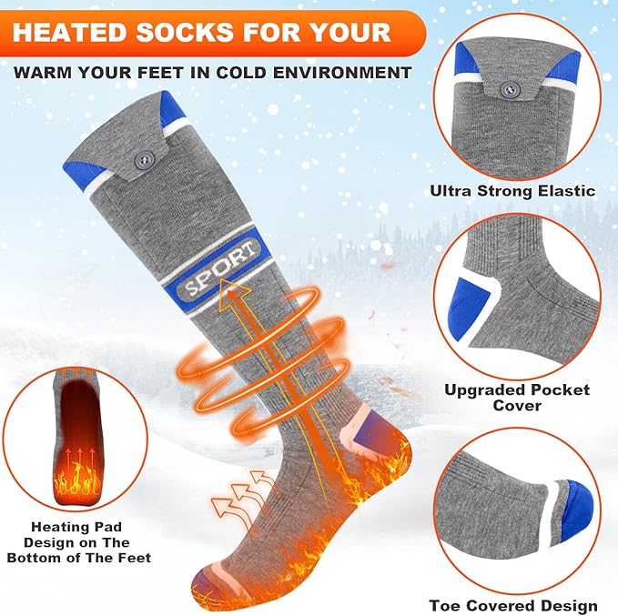 Heated Socks for Men Women,5000mAh Rechargeable Foot Warmer Electric Heating Socks with 3 Heating Settings & App Remote Control Thermal Electric Socks,Warm Socks for Hunting Skiing Camping Hiking