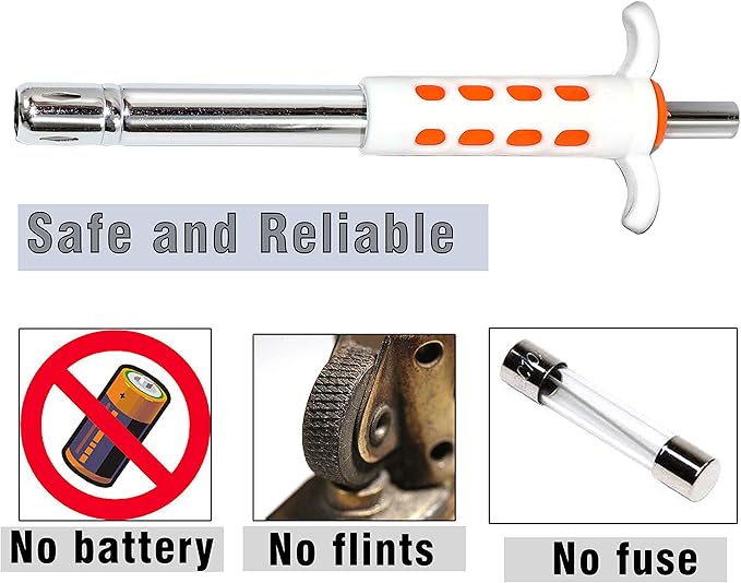 Easy Grip Stainless Steel Regular Gas Lighters for Gas Stoves, Restaurants & Kitchen Use (Orange)-2 Pack