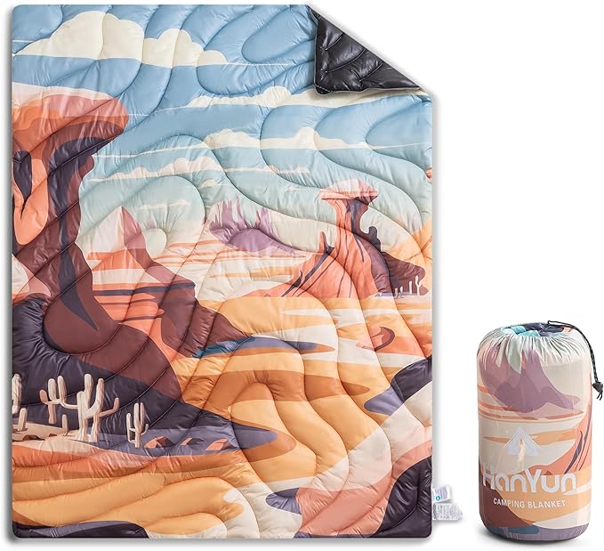 HANYUN Camping Blanket - Outdoor Travel Blanket, Waterproof Quilt for Camping, Stadium, Hiking, Beach Trips, Concerts& Festival - 52"x75" Rhombus Quilting Blanket